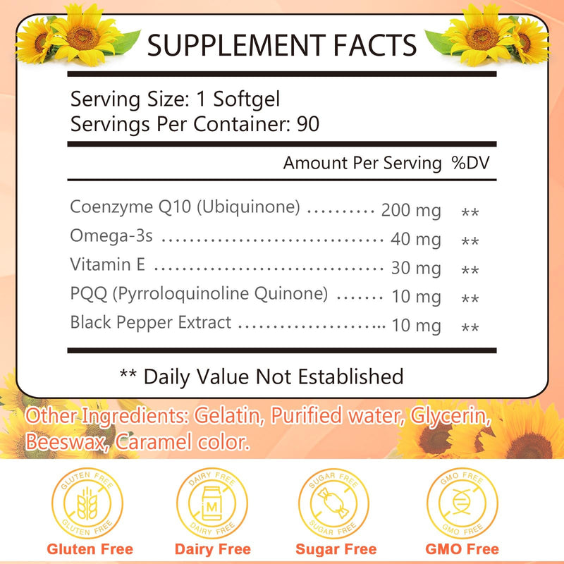 KFG CoQ10 200mg Softgels, Coenzyme Q10 Supplements Support Heart Health, Cardiovascular Health, Immune System & Cellular Energy Production, Gluten Free