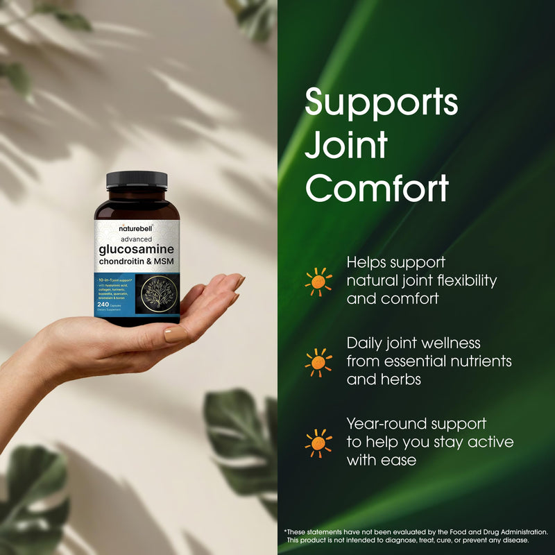 NatureBell Advanced Glucosamine Chondroitin & MSM, 240 Capsules