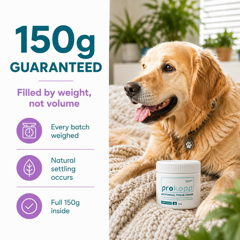 Antifungal Thuja Cream for Dogs & Cats - Dog Wart Removal Treatment, Ringworm Irritation Skin Treatment for Dogs, Verruca, Sarcoid & Abnormal Skin Growth, Fully Natural, UK Made | 150g