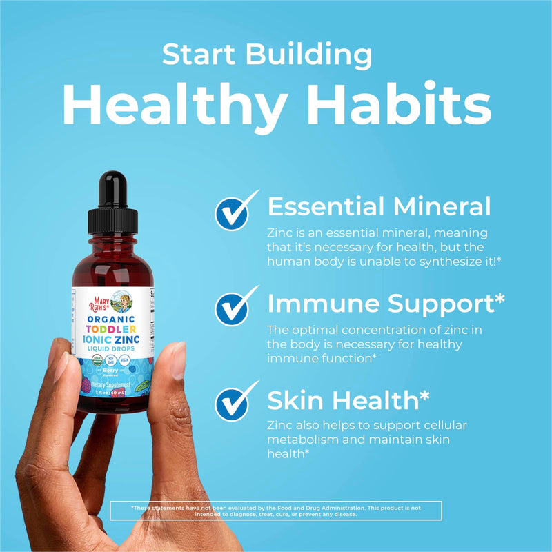 MaryRuth Organics USDA Toddler Liquid Drops | Zinc Sulfate | Immune Support Supplement| Skin Health | Vegan | Formulated for Ages 1-3 | Delicious Berry Flavor | 1 Month Supply | 2 Fl Oz - BeesActive Australia