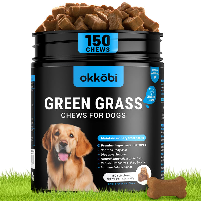 Dog Urine Neutralizer for Lawn - 150 Chews - Advanced Green Grass Dog Chews - Canine Pee Grass Saver - Green Lawn Treats with Natural Ingredients & Digestive Enzymes - Chicken