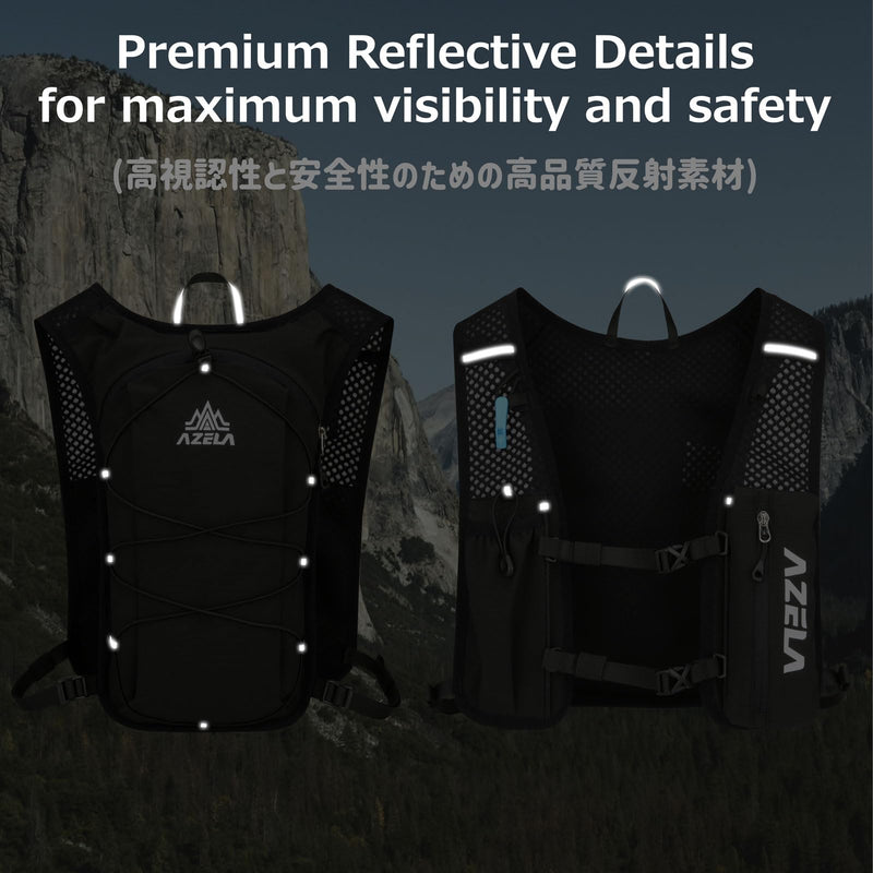 Azarxis Running Water Bottles Flask BPA Free Leakproof Hydration Vest Packs Waist Belt Replacement for Triathlon Marathon Hiking Cycling Climbing Runner #2 Black (7L) - Only Running Vest