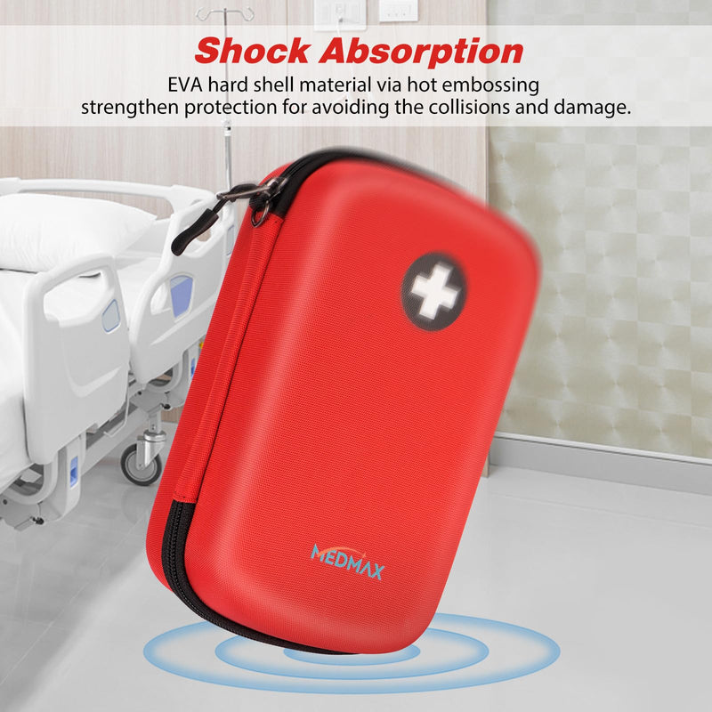 Epipen Medical Carrying Case, Hard Shell EVA Shock Absorption Travel Medication Organizer Bag Emergency Medical Pouch Holds 3 EpiPens, Asthma Inhaler, Allergy Medicine Essentials, Large (Red) Red - BeesActive Australia