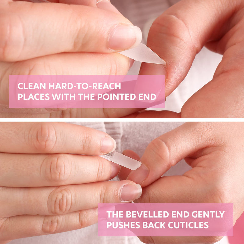 Bona Fide Beauty Glass Cuticle Pusher Set of 2 Manicure Nail Care Tools, 2PC Premium Clear Glass Manicure Sticks Pack of 2