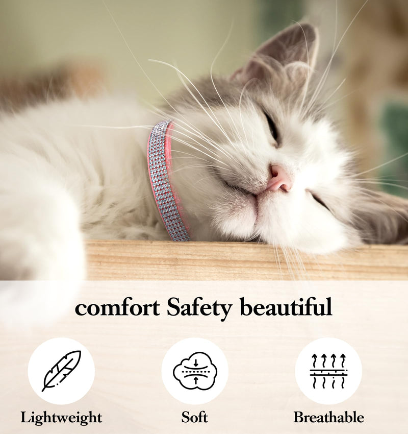 Rhinestones Cat Collar, Rhinestones Cat Dog Collar Soft Safe Adjustable Collar Bling Diamante with Bells, for Small Dogs and Cats - BeesActive Australia