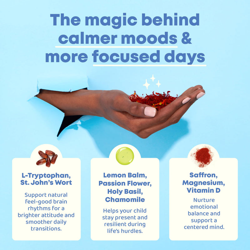 JoySpring Mood Magic Kids Saffron Sticks, Fruit Punch, 25 Ct, 4+ | Magnesium citrate and Vitamin D3 with calming herbs, supports calm and balanced feelings, sugar-free single-serve drink mix 25 Count (Pack of 1)