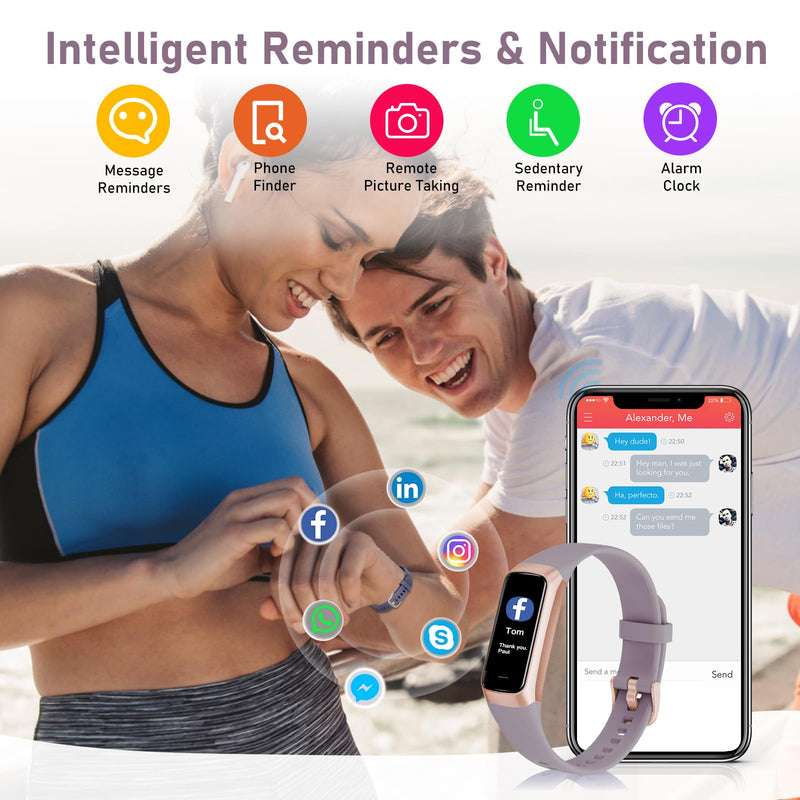 Zeacool Fitness Tracker with 24/7 Heart Rate,Blood Oxygen Blood Pressure Sleep Monitor, Activity Trackers 5 ATM Waterproof,Step Calorie Counter Pedometer Health Smart Watch for Women Men Dusty Purple