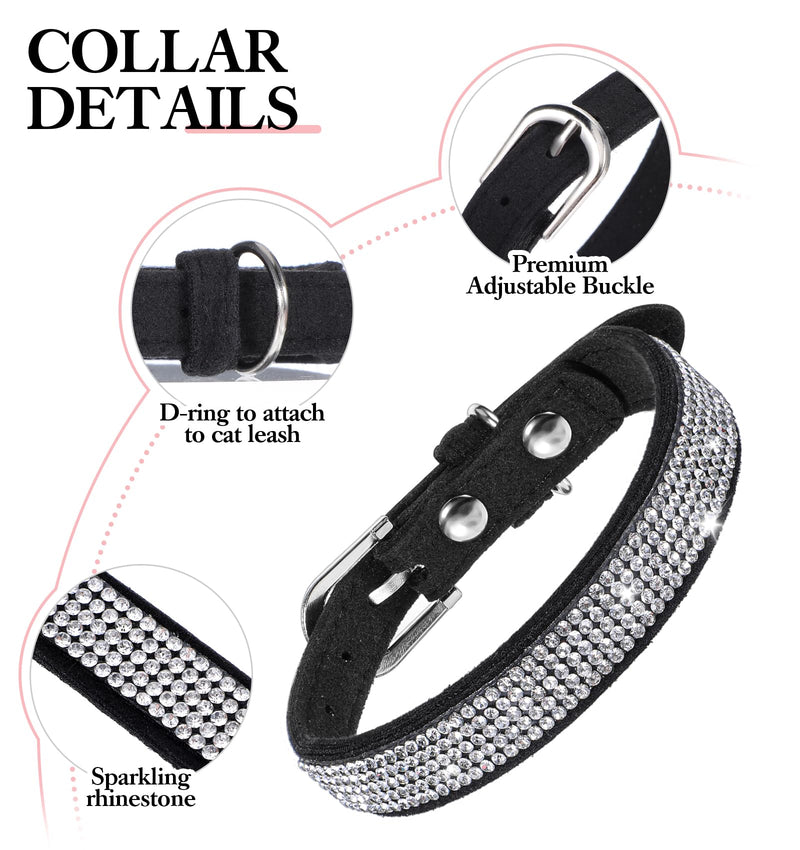 Rhinestones Cat Collar, Rhinestones Cat Dog Collar Soft Safe Adjustable Collar Bling Diamante with Bells, for Small Dogs and Cats - BeesActive Australia