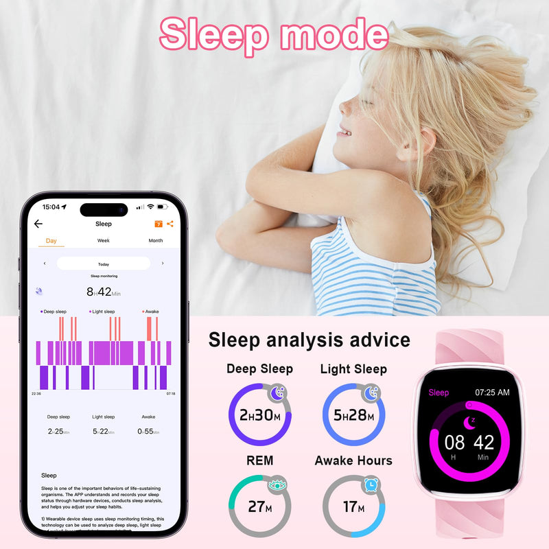 AXYWINBO Smart Watch for Kids-Watches for Girl boy Teens IP68 1.75" Fitness Tracker with Heart Rate Sleep Monitor Pedometer Alarm Clock Games-Kid Sport Watch for 4-14 Ages Girls boy Gift Pink - BeesActive Australia