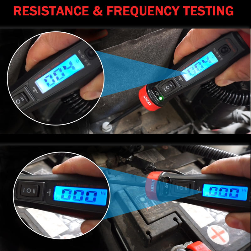 Upgrade Power Circuit Probe Tester, LCD Digital Automotive Test Light with Voltmeter&Illumination, DC Auto Voltage Tester, Relay Fuse Component Continuity Current Resistance Frequence Test.