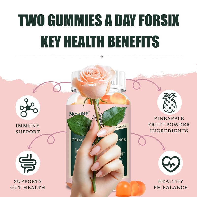 Premium Feminine Balance Gummies for Women Pineapple Gummies for Women ph Health Immune Support Vegan, Gluten-Free & Halal-60 Gummies-30 Servings (1) 1