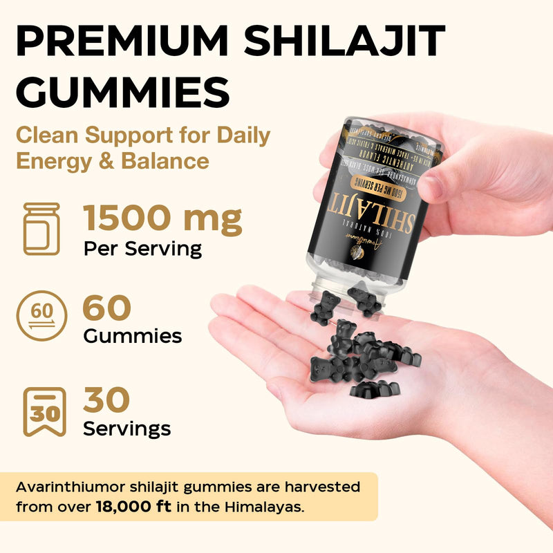1500MG Shilajit Gummies for Men & Women, 4-in-1 Shilajit with Ashwagandha, Sea Moss, Black Seed | Energy, Immune System & Digestion | Authentic Flavor, Resin & Capsules Alternative, 120 Gummies 60 Count (Pack of 2) - BeesActive Australia