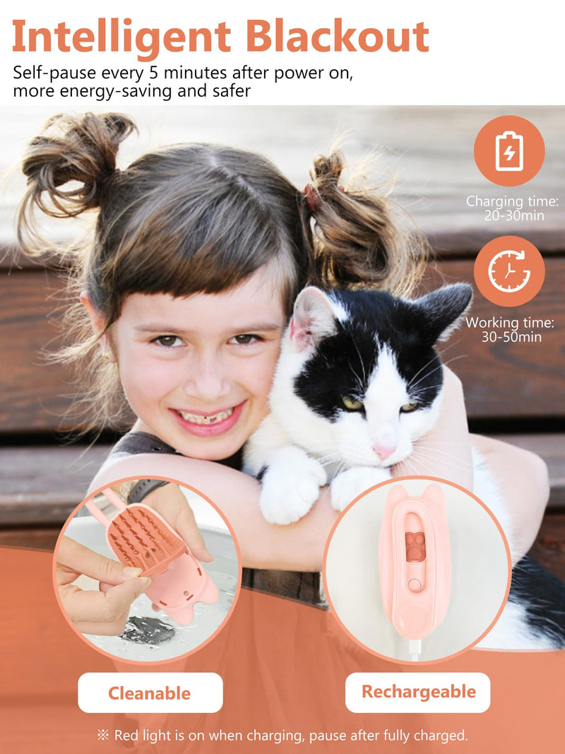 Cat Steam Brush, Rechargeable Steamy Pet Grooming Brush For Shedding, Silicone Water Spray Massage Brush, Cat Hair Removal Brush Self Cleaning Brush Steamer Wet Cat Spa Brush Cat Comb (Pink) - BeesActive Australia