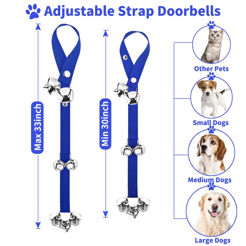 3 Pack Dog Doorbells, Pet Training Bells for Go Outside Potty Training and Communication Device Large Loud Dog Bell Cat Puppy Interactive Toys Adjustable Strap Door Bell (Dark Blue) Dark Blue - BeesActive Australia