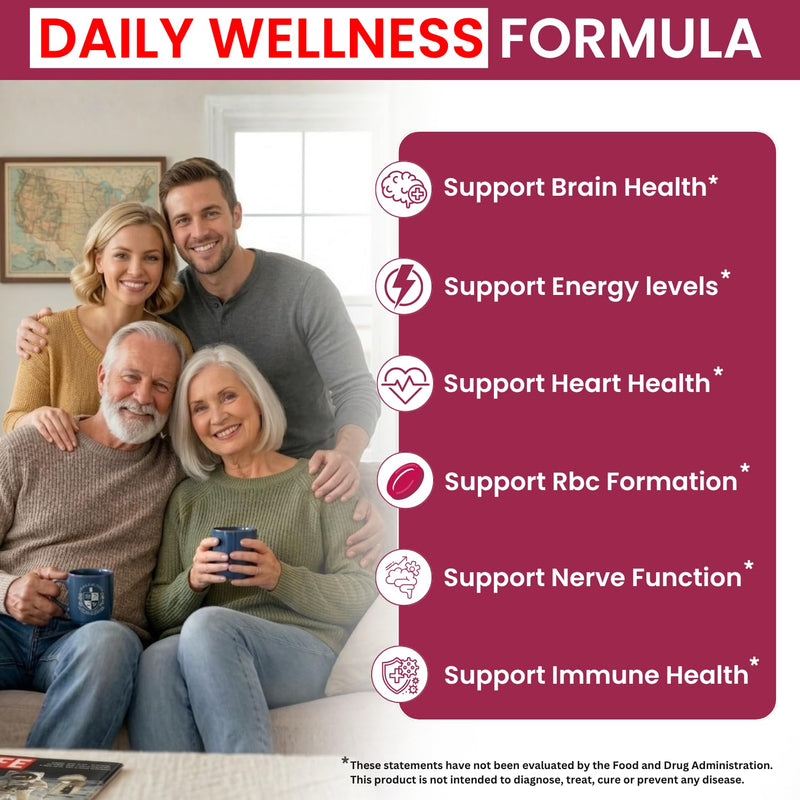 Vitamin B12 with Hyaluronic Acid and Collagen - 25000 mcg B12 Complex, 60Ct | Maximize Absorption & Energy - Folate, B1, B2, B3, B6, B7, B12 Vitamins 5000 mcg Methylcobalamin - Gluten Free 60 Count (Pack of 1)
