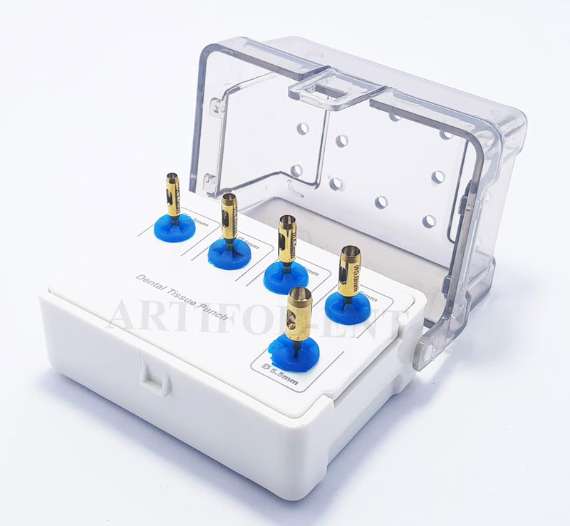 Generic Dental Tissue Punch Kit Gold Color 5 Pcs Set with Holder OS1022