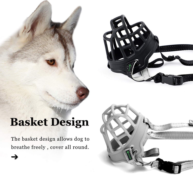 ILEPARK basket muzzle for dogs, silicone basket dog muzzles, breathable all-round coverage and adjustable straps, prevents barking, biting and chewing. (Size 3, black) Size 3 Black - BeesActive Australia