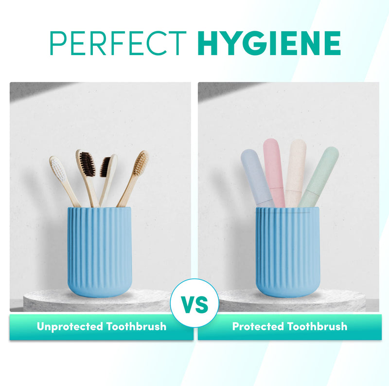 4 PCS Travel Toothbrush case with Ventilation Holes – Portable breathable Plastic Toothbrush Holders - Ideal for Travel, Camping, Trips, School, Home Pack of 4 - BeesActive Australia