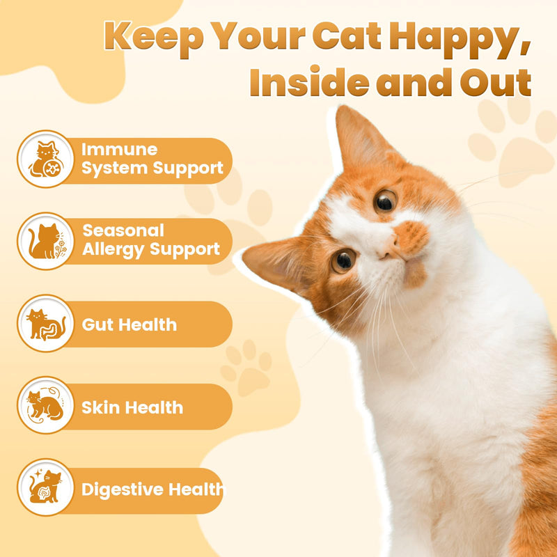 Chews for Cats Bundle-Cat Allergy Relief +Natural Skin and Coat Support for Cats for Digestive & Gut Support-Cat Supplements Omega 3 & Probiotic & Vitamins -Chicken