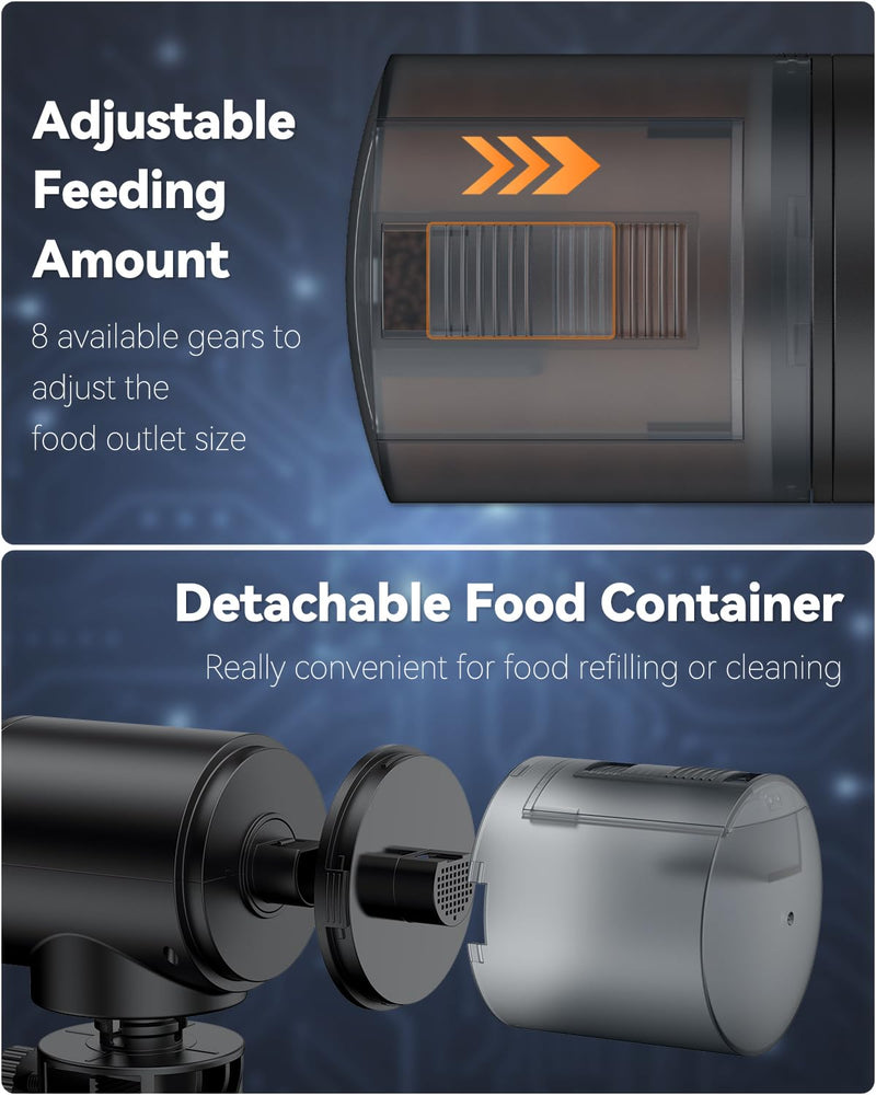 Pawfly 200 ml Automatic Fish Dispenser for Aquarium USB Rechargeable Timer for Fish Tank Adjustable Vocation & Holiday Auto Fish Food Feeder for Pellets Flakes & Strips 200 ml (USB Rechargeable) - BeesActive Australia