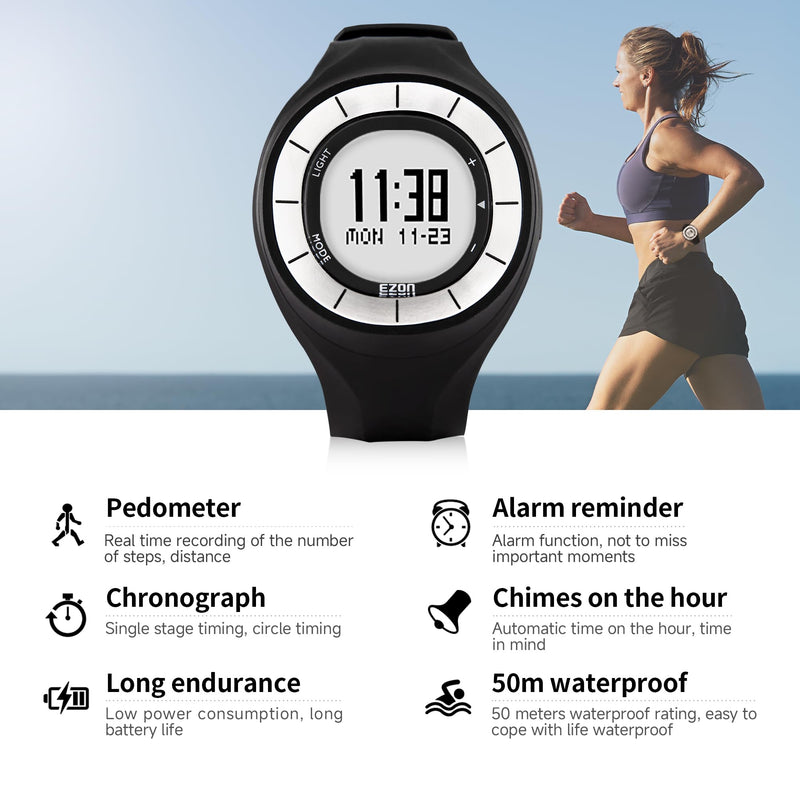 EZON Pedometer Watch T028, Waterproof Step Counter Watch with Calories & Stopwatch, EL Backlight, Non-Bluetooth Pedometer for Walking and Daily Exercise - BeesActive Australia
