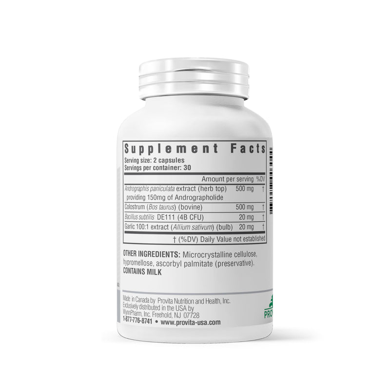 PROVITA Subtivir | Immune Support Supplement | Bacillus Subtilis DE111 | IgG-Rich Colostrum | Andrographis Paniculata | Respiratory Health | Lung Support | Immunoglobulin | Immune Booster | 60 Caps