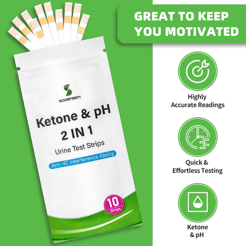 2-in-1 Ketone Test Strips, 100cts Keto and pH Strips Urine Test for Ketogenic & Low-Carb Diets with Urine Cup, Ketosis & pH Test Strips for Urine