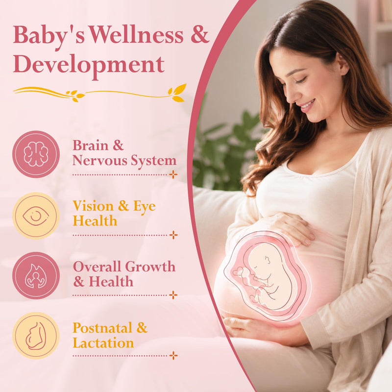 Prenatal Vitamins for Women, Choline Prenatal Gummies with Iron, Omega 3 | Women’s Multivitamin, L-Methylfolate, CoQ10, Prepare / Pregnancy / Postnatal for Mom & Baby, Sugar Free 60 Gummies