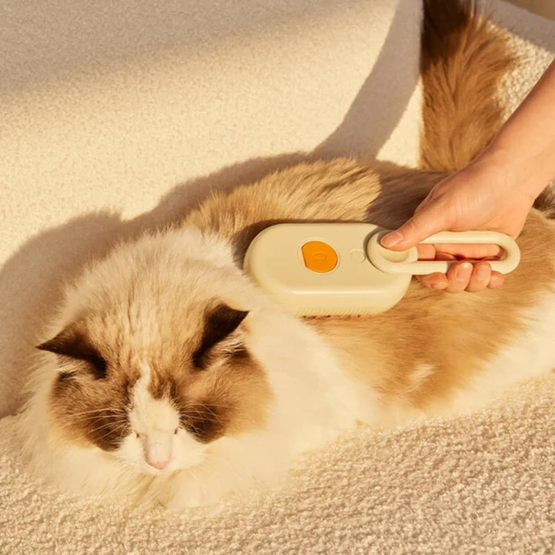 Cloud Care Cat Brush, 2024 Best Cat Steam Brush, Pet Steam Cat Brush, 3-in-1 Self-Cleaning Cat Brush with 360° Rotating Arm, Detachable Silicone Bristle Brush(khaki) khaki - BeesActive Australia