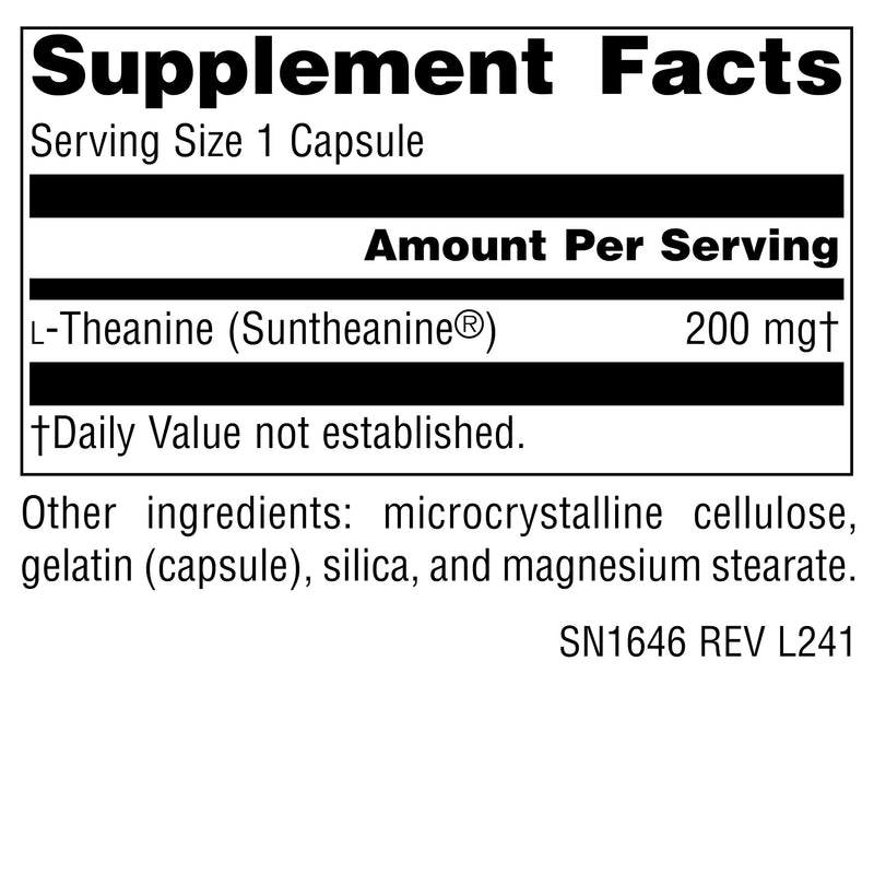 Source Naturals Serene Science L-Theanine, 200 mg, Made with Suntheanine, for Focused Relaxation* - 60 Capsules