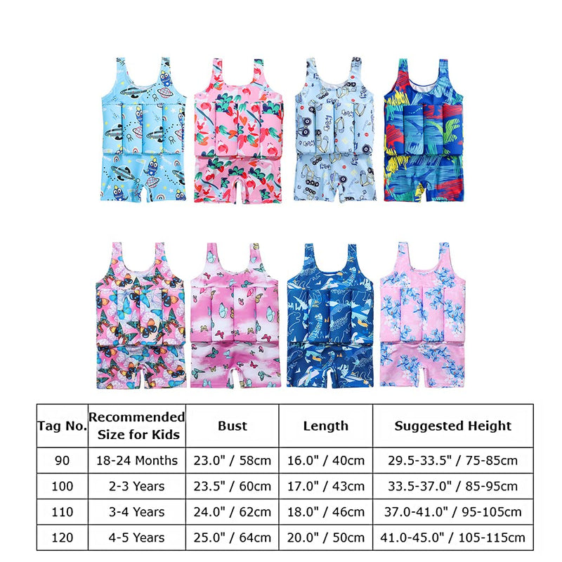 Kids Float Swimsuit Buoyancy Sticks for Baby Boys Girls One Piece Floating Swim Vest Training Aid Swimwear Blue-Car 2-3 Years