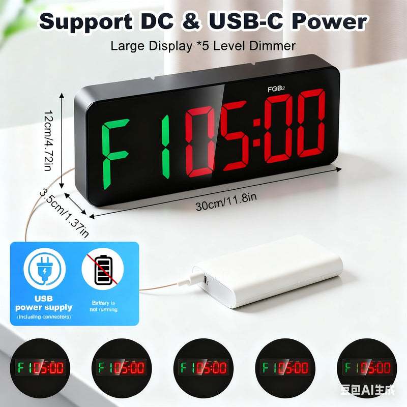 Samshow Gym Timer - Large Digital Gym Interval Workout for Fitness Enthusiast | 6 Display Modes Gym Timer Clock for Home Gym Garage Living Room Classroom Office - BeesActive Australia