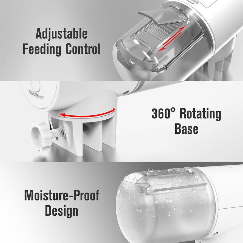 Automatic Fish Feeder Dispenser for Aquarium, 200ml Large Capacity Auto Turtle Fish Feeder for Small Tank, Battery Powered Food Feeding Timer for Flakes Pellet Vacation, Batteries Included - BeesActive Australia