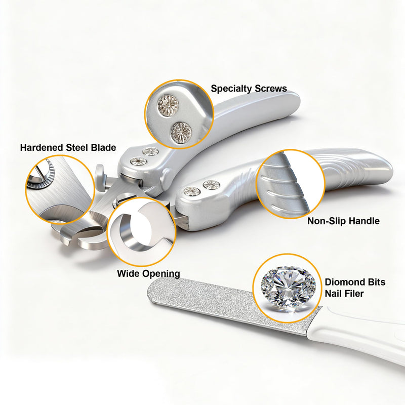 Dog Nail Clippers for Large Dogs, Heavy Duty Dog Nail Cutter, Extra Sharp Scissor for Meddium, Large and Extra Large Pets, with Dog Nail File Pearl Silver - BeesActive Australia
