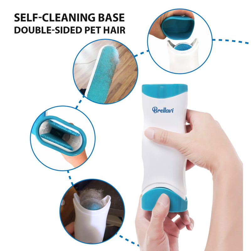 Pet Hair Remover for Clothes: Reusable Cat Dog Fur Removal Brush for Furniture Couch Carpet Bed Car Seat - Self-Cleaning Tool for Pet Owners Friends Families - Home Travel Use (1 Pack Fresh Blue) 1 Pack - BeesActive Australia