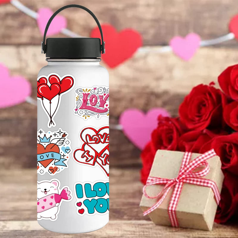 100PCS Valentine's Day Stickers Love Stickers, Love Heart Stickers Vinyl Waterproof Romantic Valentine Stickers for Laptops Gifts Water Bottles Scooters and Valentine's Day Wall Window Decorations Valentine's Day Stickers 1 - BeesActive Australia