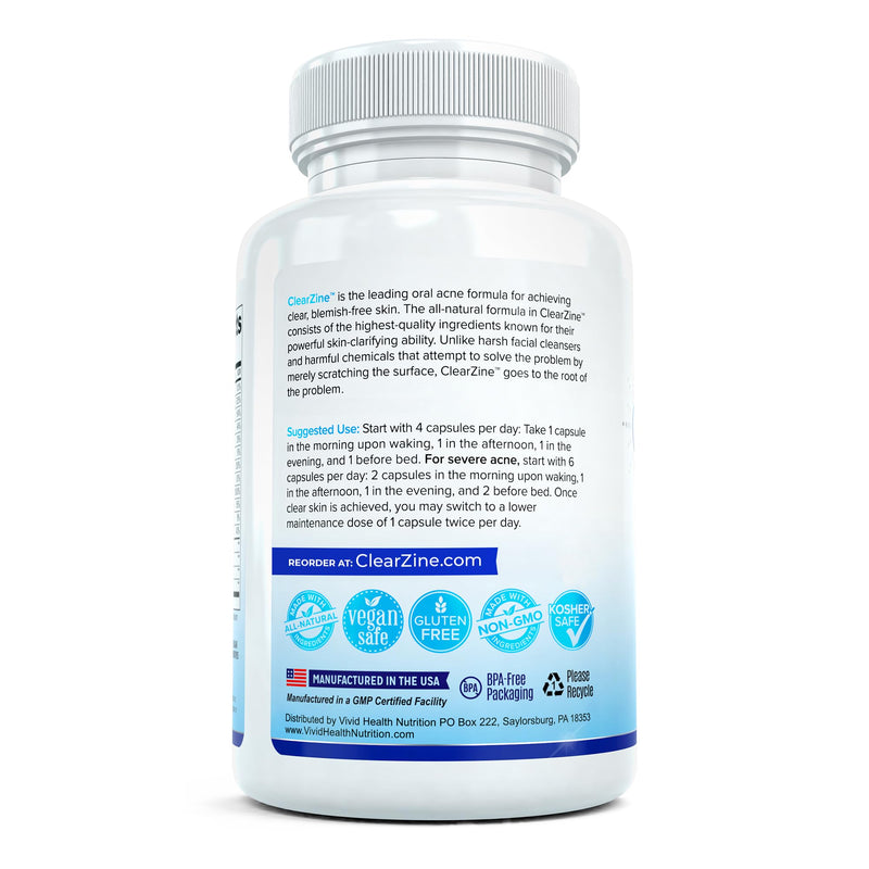 (2 Bottles) Acne Pills, Clear Skin Supplement for Teens & Adults | Vegan Friendly, All-Natural, Gluten Free Formula for Skin Clarity & Blemish Support, 90 Caps Each