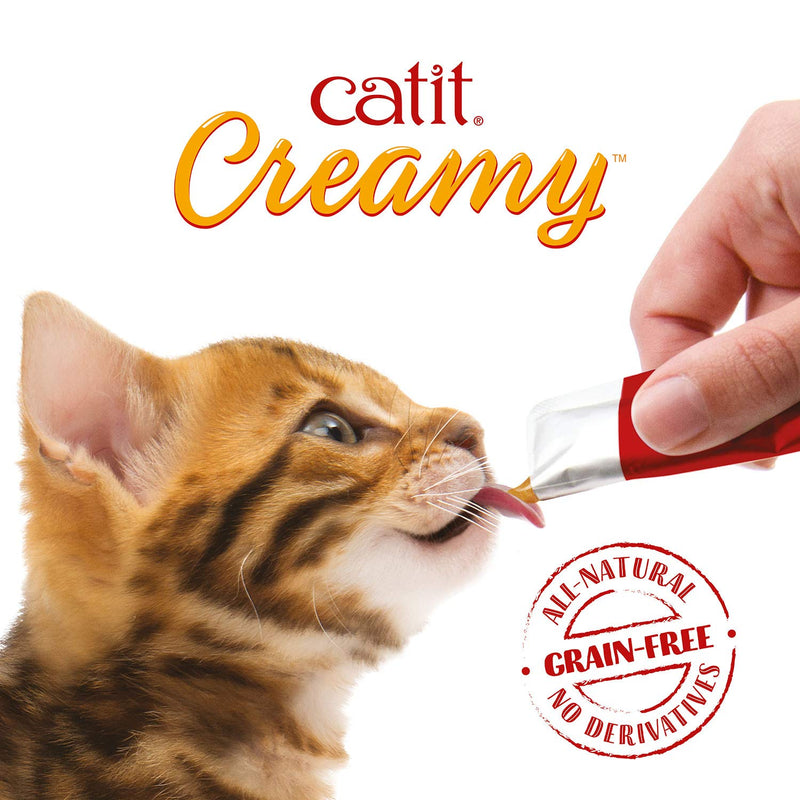 Catit Creamy liquid licking paste for cats with salmon and shrimp, 15 x 10g - BeesActive Australia