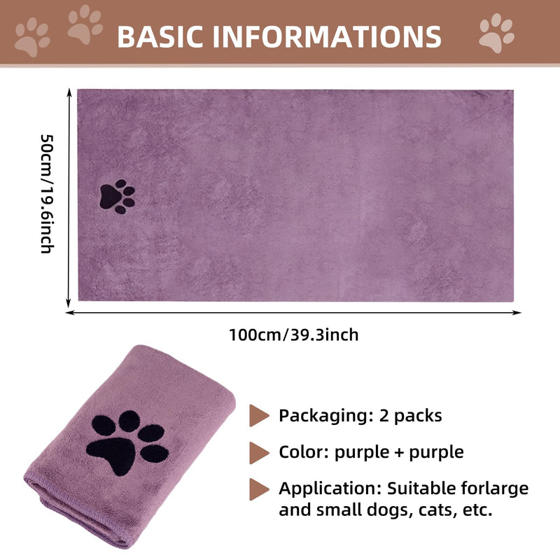 Sophisticate Dog Towel, Pack of 2 Extra Absorbent Dog Towels for Dogs and Cats, Microfiber Towels for Dogs and Cats, 100 x 50 cm Extra Absorbent Dog Towel for Cats, Cuddly Soft - BeesActive Australia