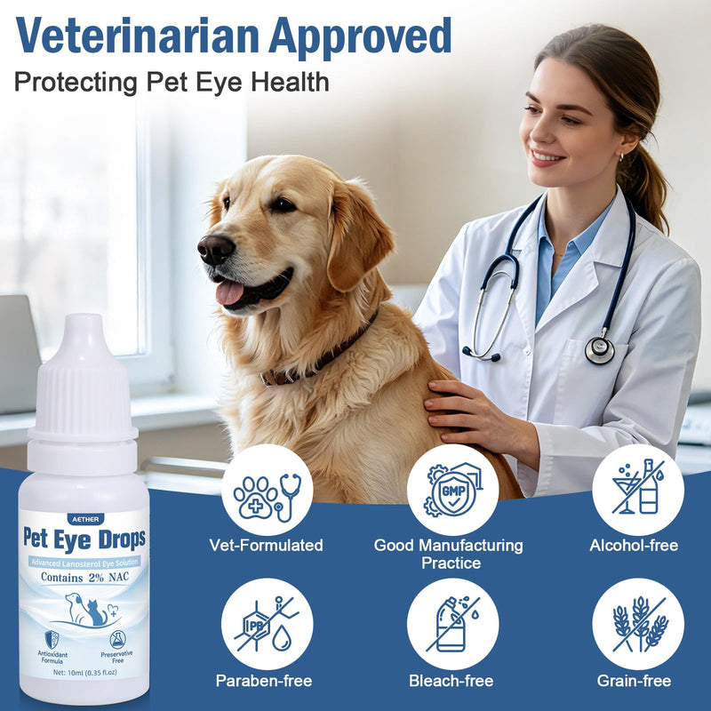 AETHER Cataract Eye Drops for Dogs – Improve Vision Clarity & Comfort, Preservative-Free, Natural Formula for Dogs