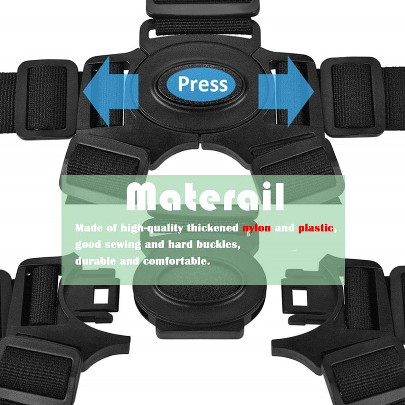 5 Point Harness Seat Belt Safety Strap Belt,High Chair Strap,Baby Safe Harness for Stroller Pushchair Pram Buggy Safe Protection,Safety Harness Strap Belt,Shoulder Strap Belts for Pram Black