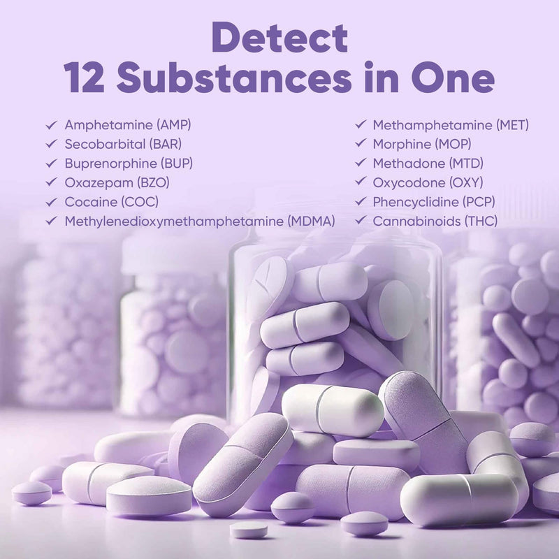 Prime Screen [5 Pack] 12 Panel Urine Drug Test Kit (AMP, BAR, BUP, Benzos BZO, COC, mAMP, MDMA, MOP, MTD, OXY, PCP, Marijuana THC) - WDOA-6125 5 Count (Pack of 1) - BeesActive Australia