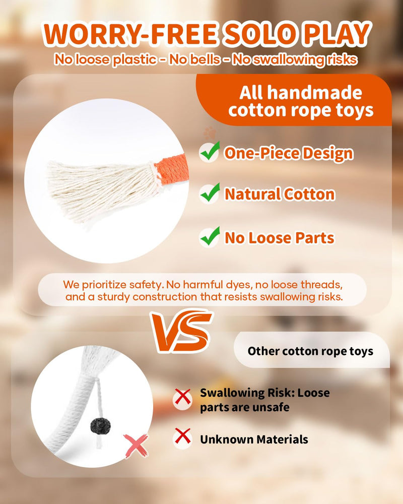 Cat Chew Rope & Kitten Teething Toys – 3 Pack (27 Inch) | Safe Cotton Cat Chew Toy [No Small Parts] | Redirects Biting from Wires | Quiet Cat Teething Toy for Dental Health