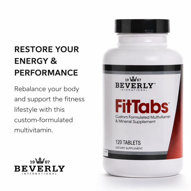 Beverly International Fit Tabs Daily Multi-Vitamin/Mineral, 120 Tablets | Energy & Vitality, Performance & Wellness, Daily Fitness Lifestyle Support, Iron Peptonate, Botanical Extracts & Probiotics