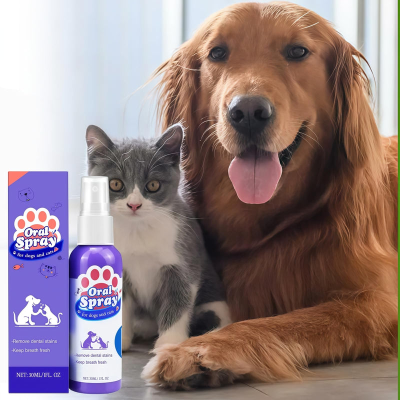 2*30ml Dog Oral Care Spray Pet Teeth Cleaning Spray,Teeth Cleaning Spray for Pets,Pet Bad Breath Removal,Pet Teeth Cleaner,Pet Breath Freshener Spray Care Cleaner,Fresh Breath & Teeth Cleaning Spray 2