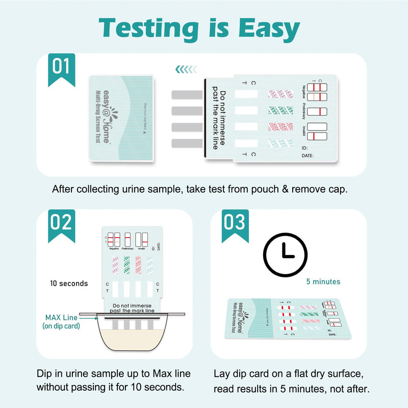 Easy@Home 10 Pack 4 Panel Instant Drug Test Kits - Testing Marijuana (THC), COC, OPI 2000,MET/mAMP - Urine Dip Drug Testing -#EDOAP-144 10 Count (Pack of 1)
