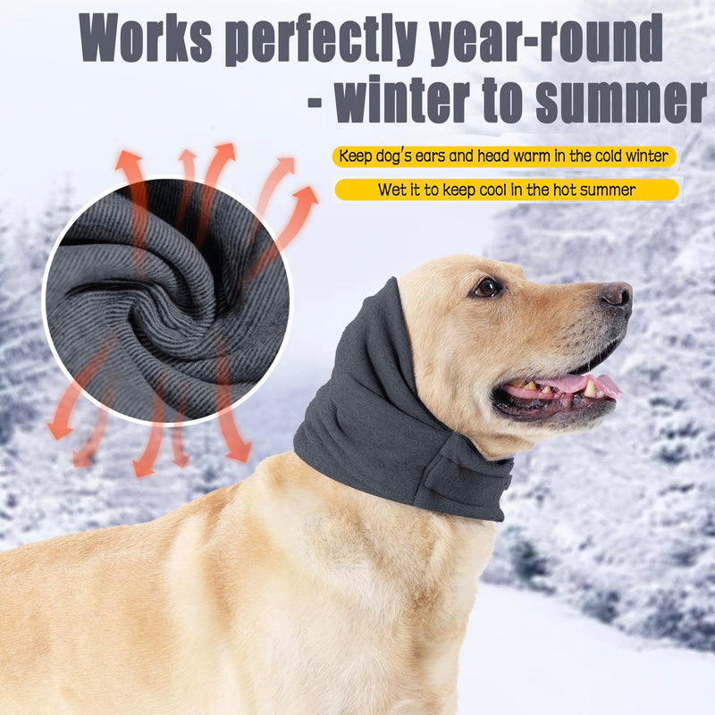 Meifsou Quiet Ears for Dogs - Adjustable Ear Covers for Noise, No Shake Dog Head Wrap, Dog Calming Hood for Thunder, Lightning, Fireworks, Vet Visits, Polyester and Stretch Cotton Blend, Grey S S-Head Circle(9.8"~14.9")