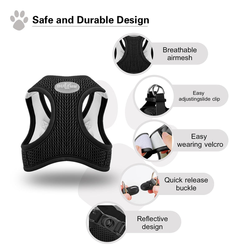 Muecleao Cat Harness, Adjustable Cat Harness with Leash for Cats, Soft Harness Cat Collar Cat Harness Escape-Proof Adjustable Cat Vest for Cats (Black, XXS) Black - BeesActive Australia