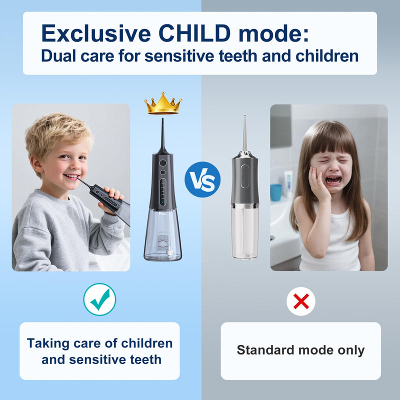 Water Dental Flosser OLED Display Cordless Teeth Cleaning MOCEL 5 Modes Oral Irrigator 300ML Portable and USB C Rechargeable IPX7 Waterproof Floss Teeth Pick (Black) Black