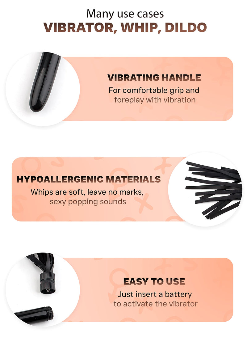 Whip Black Cosplay Play Black Leather Riding Whip Crop Whip Small Leather Whip Vegan Riding Whip Starter kit Flogger - BeesActive Australia